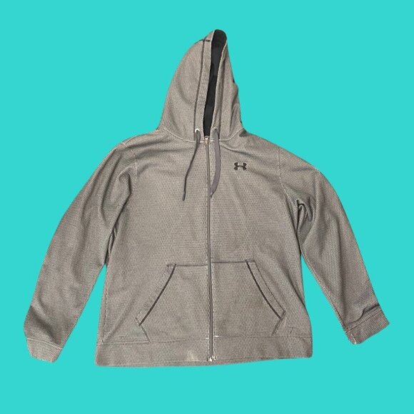 🔥 Under Armour XL Zip-Up Hoodie – Textured Grey Performance Fit - Picture 4 of 8